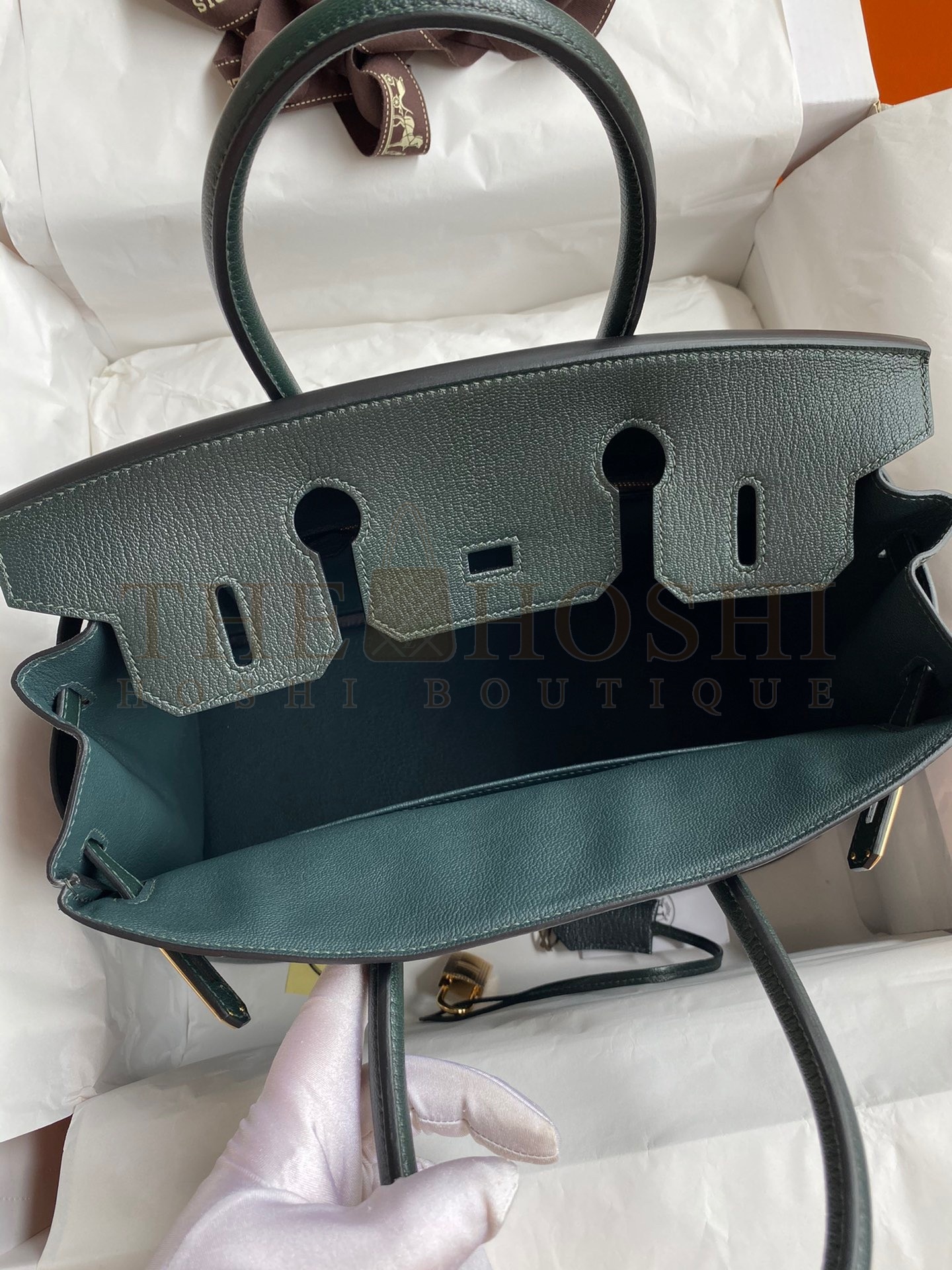 H**me5 Birkin 30 Retourne Handmade Bag In Vert Cypres Chevre Mysore Leather Master Quality