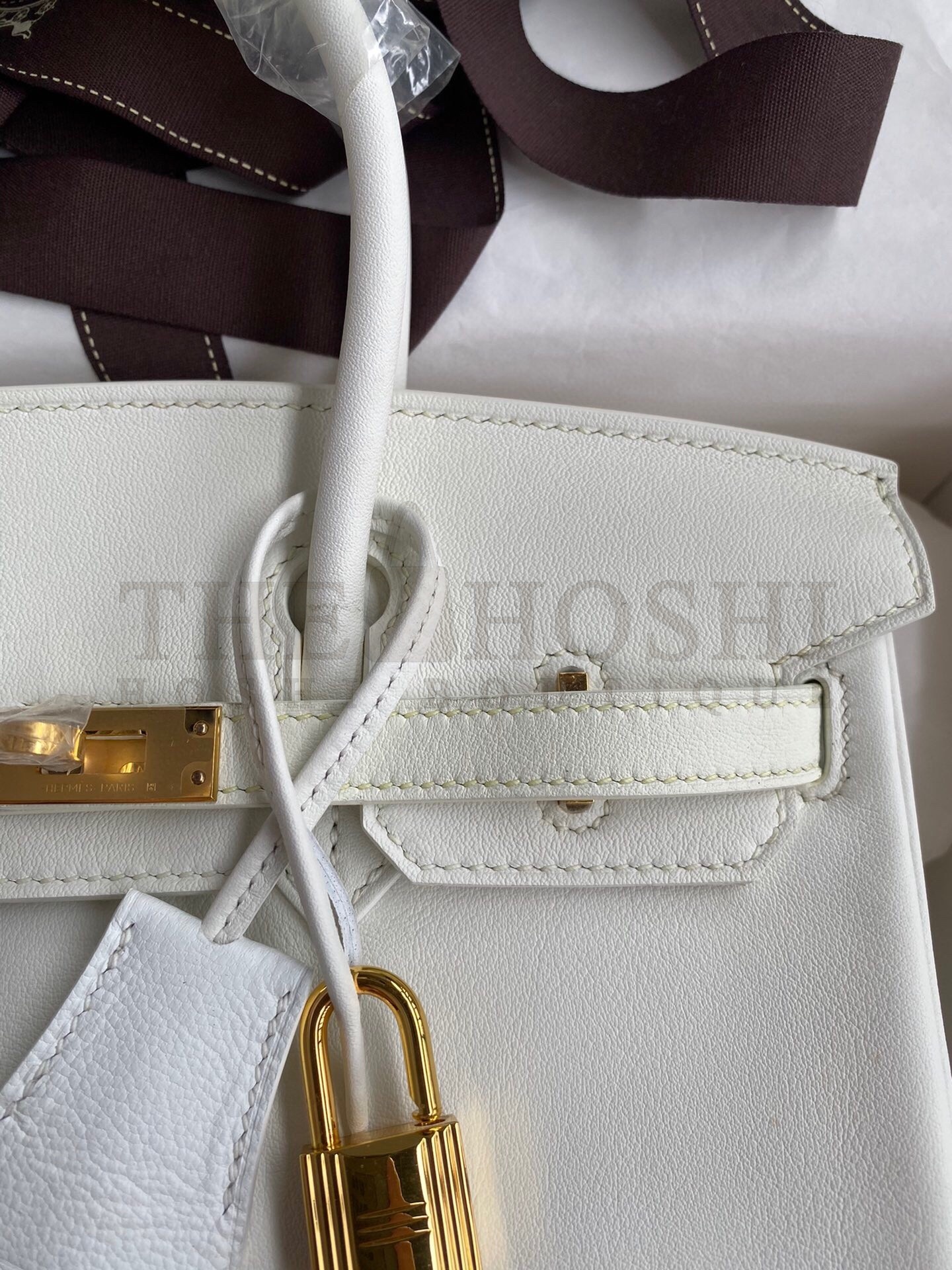 H**me5 Birkin 25 Retourne Handmade Bag In White Swift Calfskin Master Quality