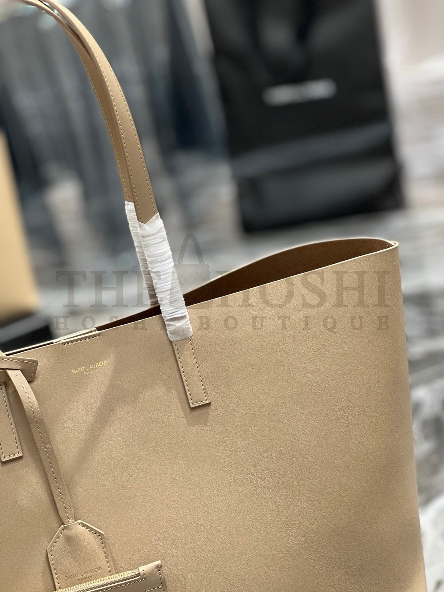 Sa1nt Lau*nt Shopping Tote Bag in Beige Leather Master Quality