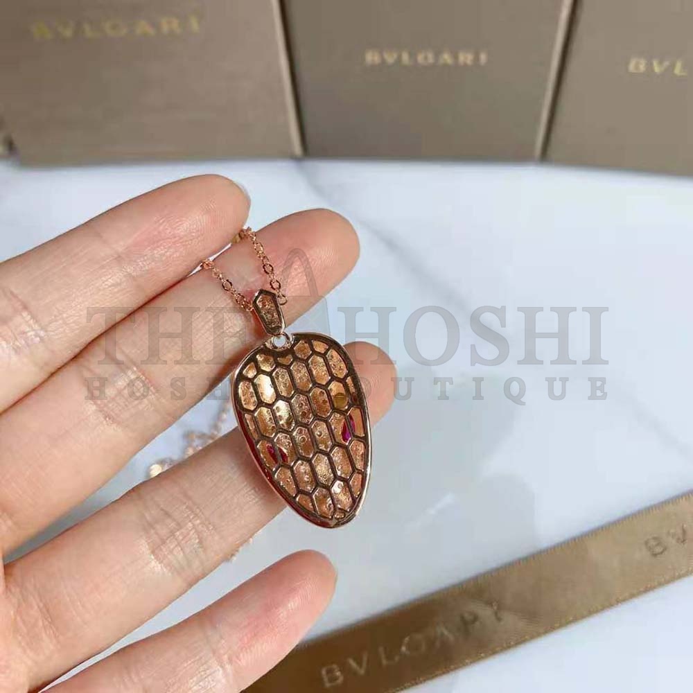 Bv1g*ai Women Serpenti Necklace in 18 KT Rose Gold Master Quality