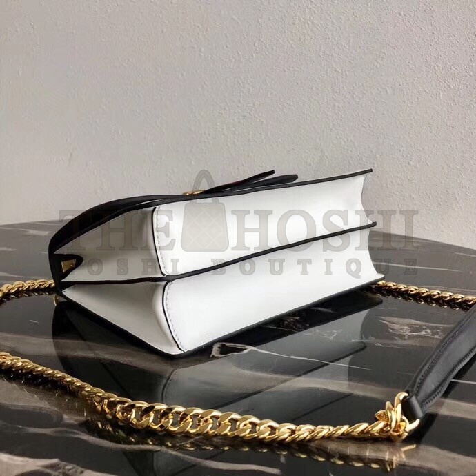 Pra*a Belle Shoulder Bag In Black/White Calfskin Master Quality