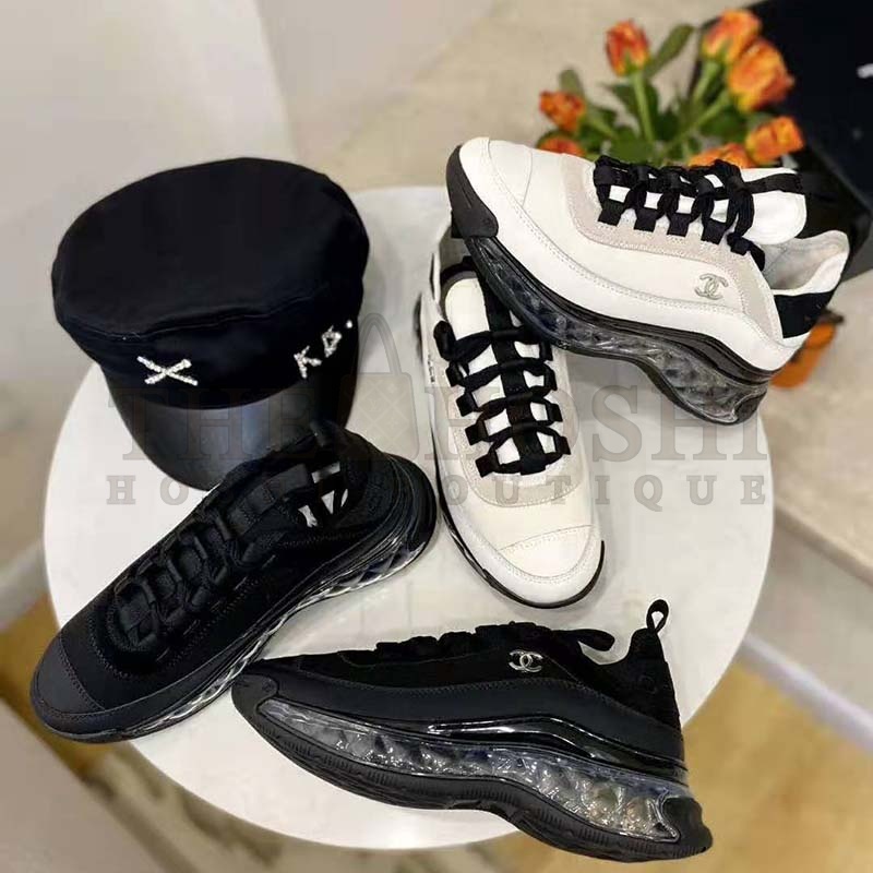 Ch**el Women Sneakers Suede Calfskin Velvet & Grosgrain Black Master Quality