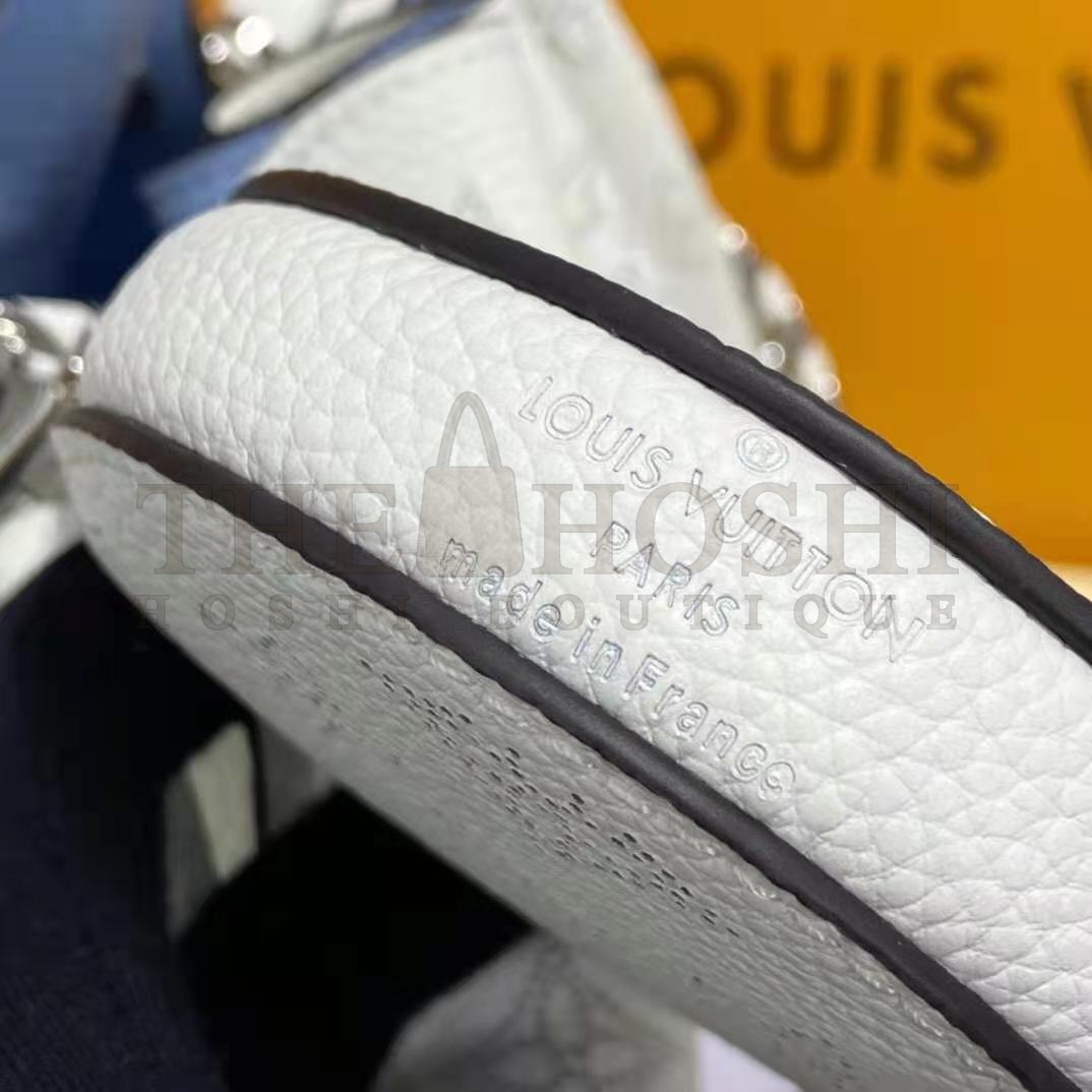 L0vis Vvtt0n LV Women Bella Bucket Bag Gradient Blue Mahina Perforated Calf Leather Master Quality