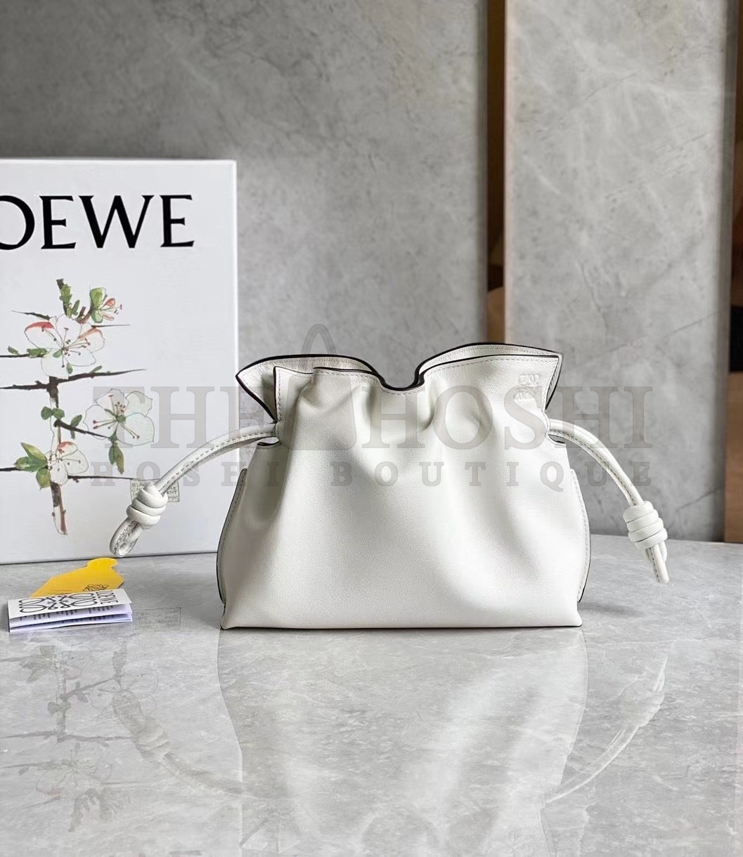 L0ew* Mini Flamenco Clutch Bag In White Calfskin Master Quality