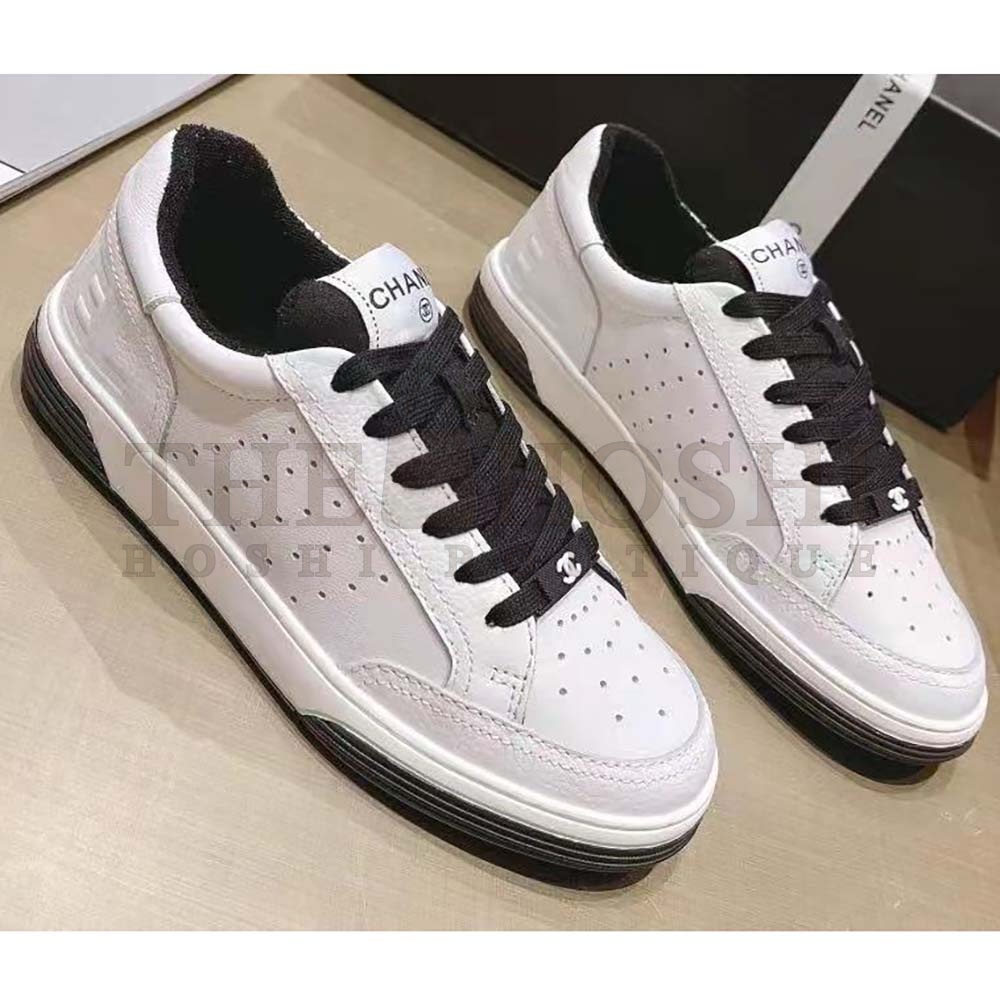 Ch**el Women Calfskin Letter Flat Lace Up Runner Trainer Sneakers Master Quality