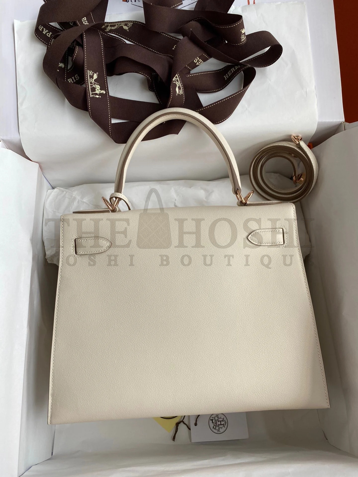 H**me5 Kelly Sellier 28 Handmade Bag In Craie Evercolor Calfskin Master Quality