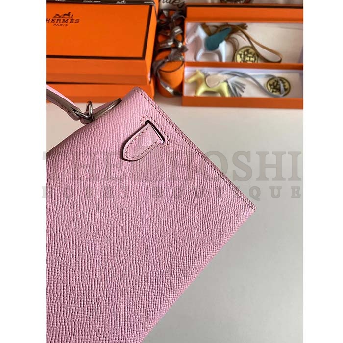 H**me5 Women Mini Kelly 20 Bag Epsom Leather Silver Hardware-Light Purple Master Quality