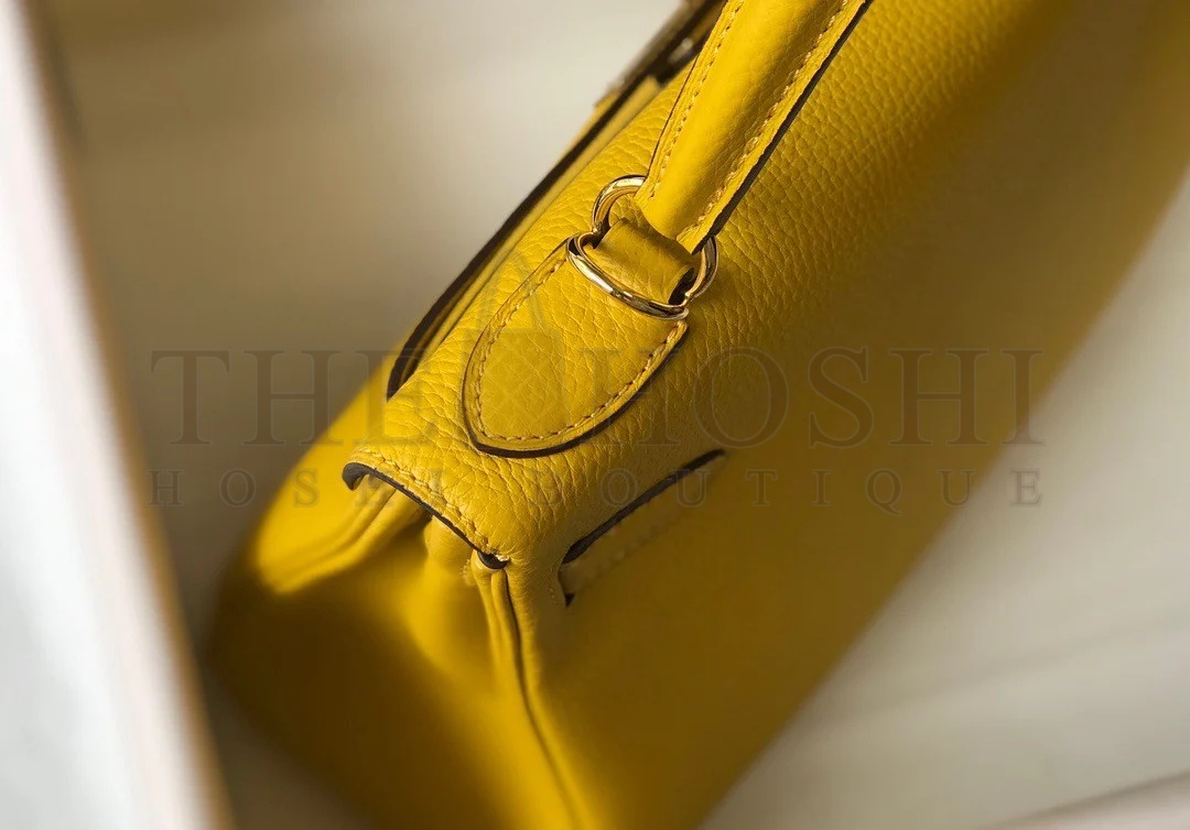 H**me5 Kelly 28cm Retourne Bag in Yellow Clemence Leather GHW Master Quality