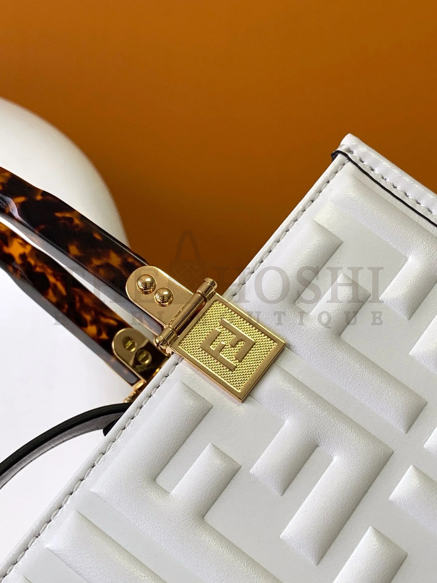 F**di Sunshine Small Tote Bag In White FF Calfskin Master Quality