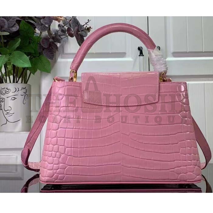 L0vis Vvtt0n LV Women Capucines MM Handbag Pink Crocodilien Brillant Savoir Faire Master Quality