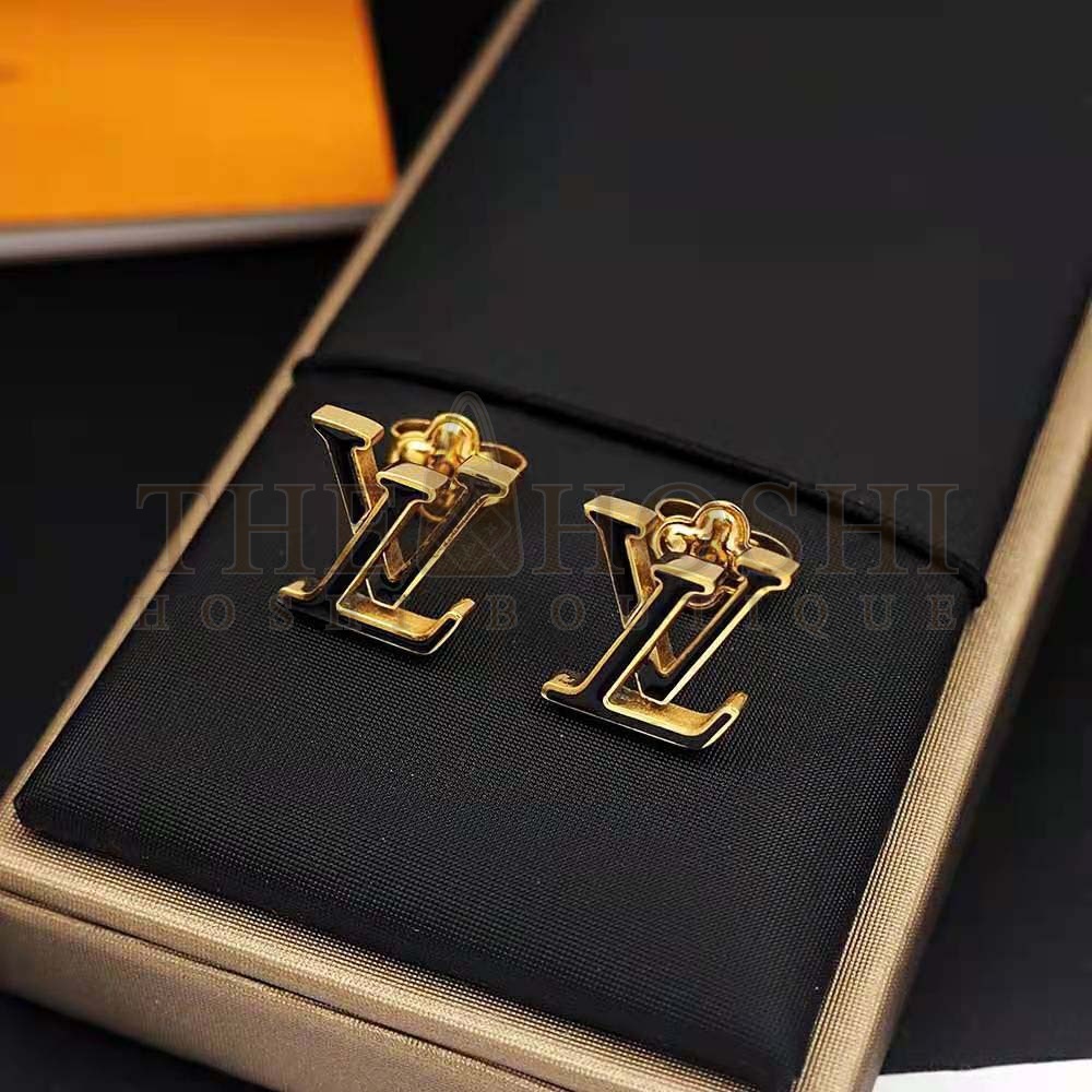 L0vis Vvtt0n Women LV Iconic Enamel Earrings-Black Master Quality