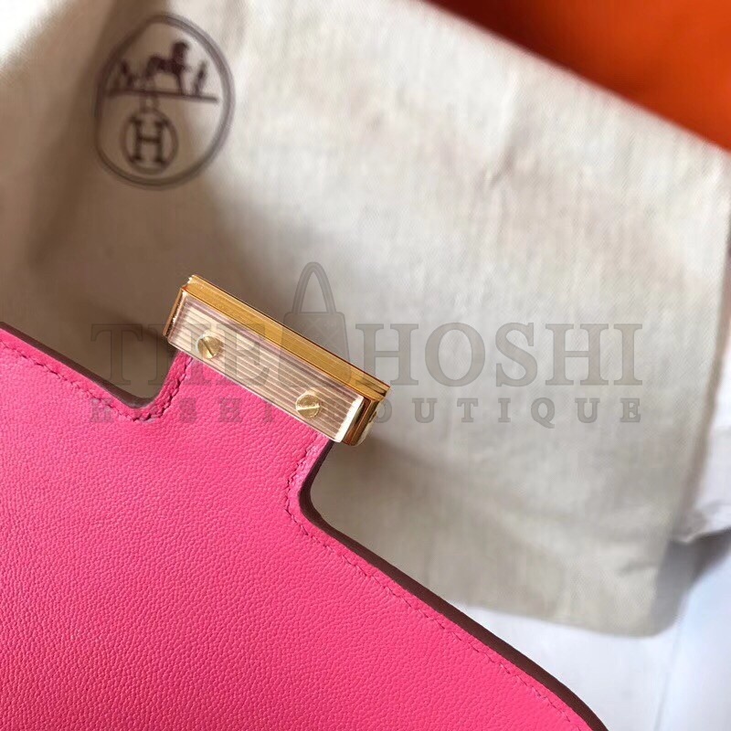 H**me5 Mini Constance 18cm Rose Lipstick Epsom Bag Master Quality