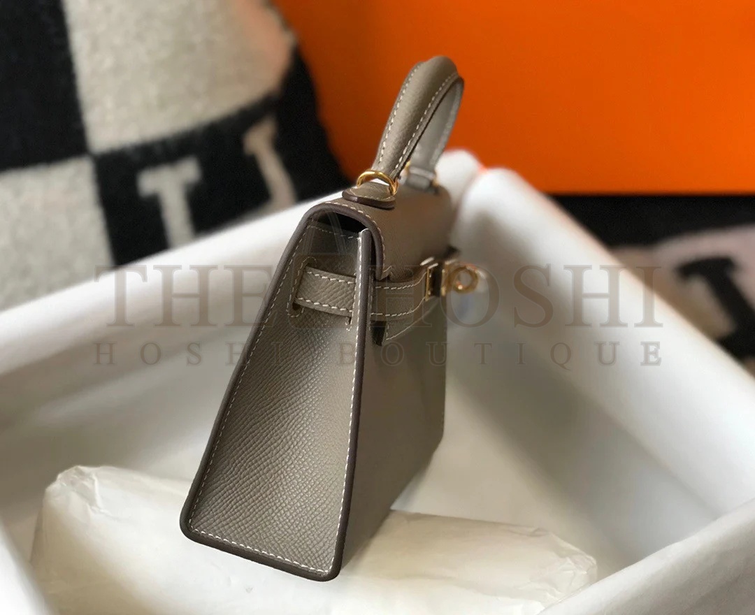 H**me5 Kelly Mini II Sellier Bag In Gris Asphalt Epsom Leather Master Quality