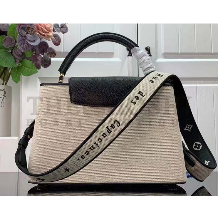 L0vis Vvtt0n LV Women Capucines MM Handbag Black Taurillon Leather Canvas Master Quality