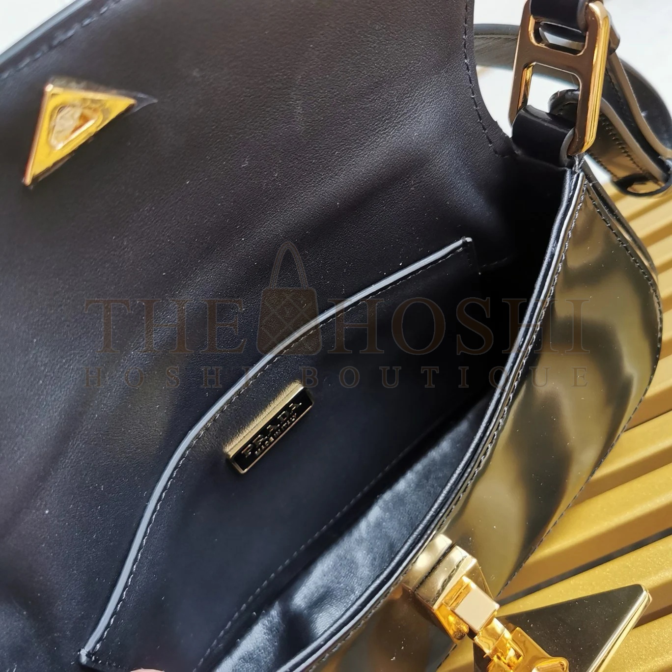 Pra*a Shoulder Bag in Black Brushed Calfskin Master Quality