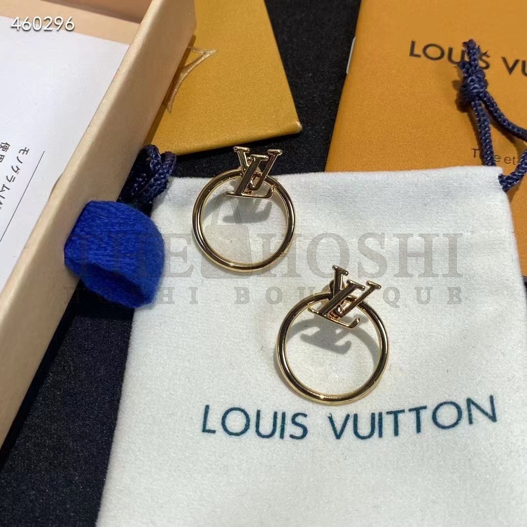 L0vis Vvtt0n Women LV Eclipse Earrings Metal Gold-Color Initials M00763 Master Quality