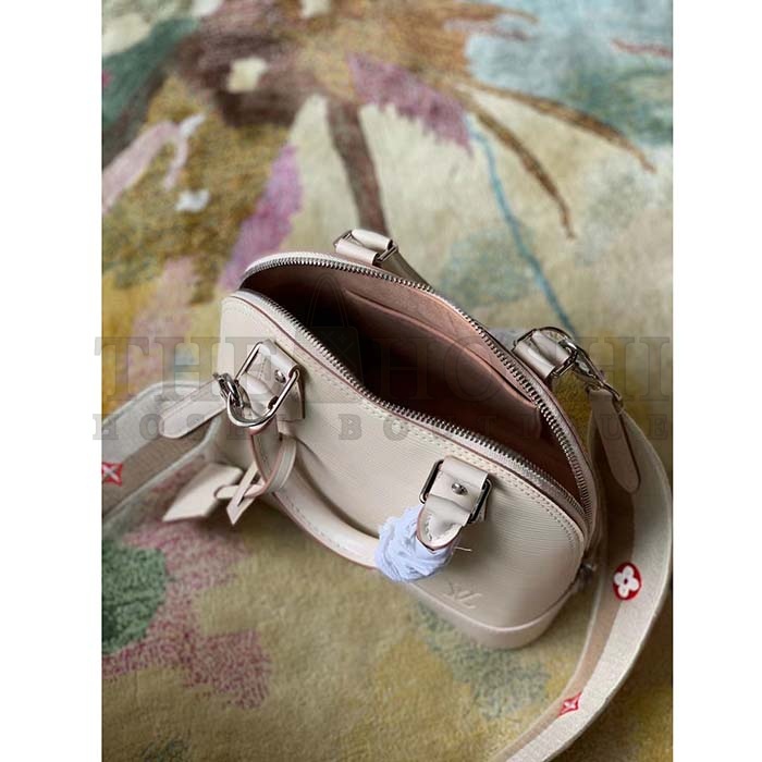 L0vis Vvtt0n LV Women Alma BB Handbag Quartz White Epi Grained Cowhide Leather Master Quality