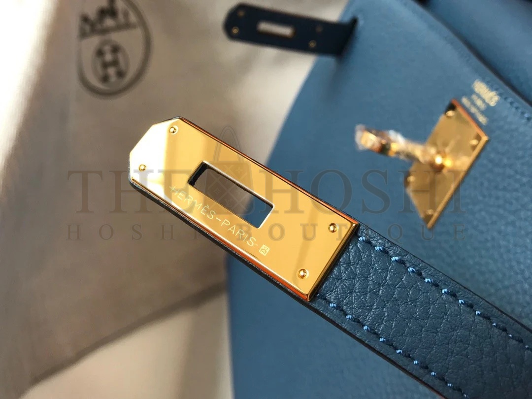 H**me5 Kelly 28cm Retourne Bag in Blue Agate Clemence Leather GHW Master Quality