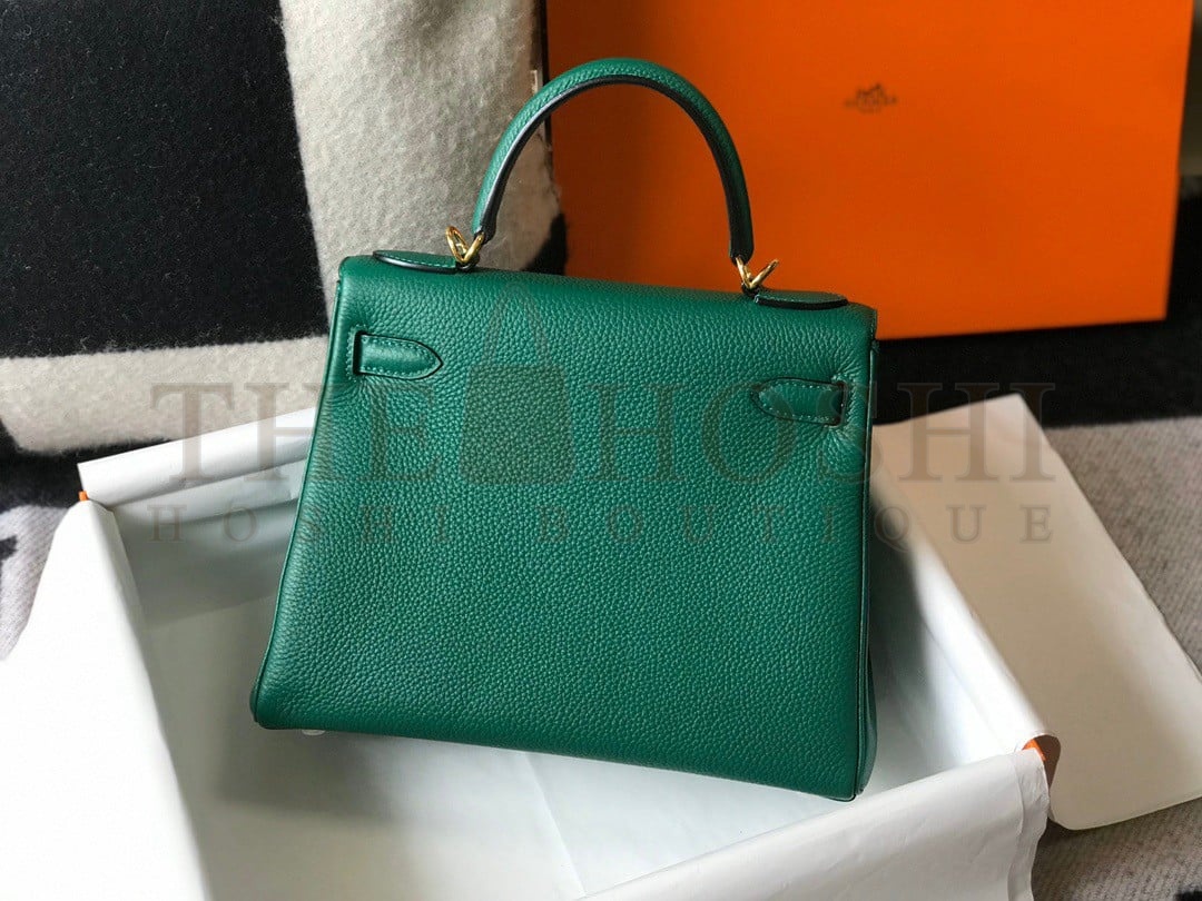 H**me5 Kelly 25cm Retourne Bag in Malachite Clemence Leather GHW Master Quality