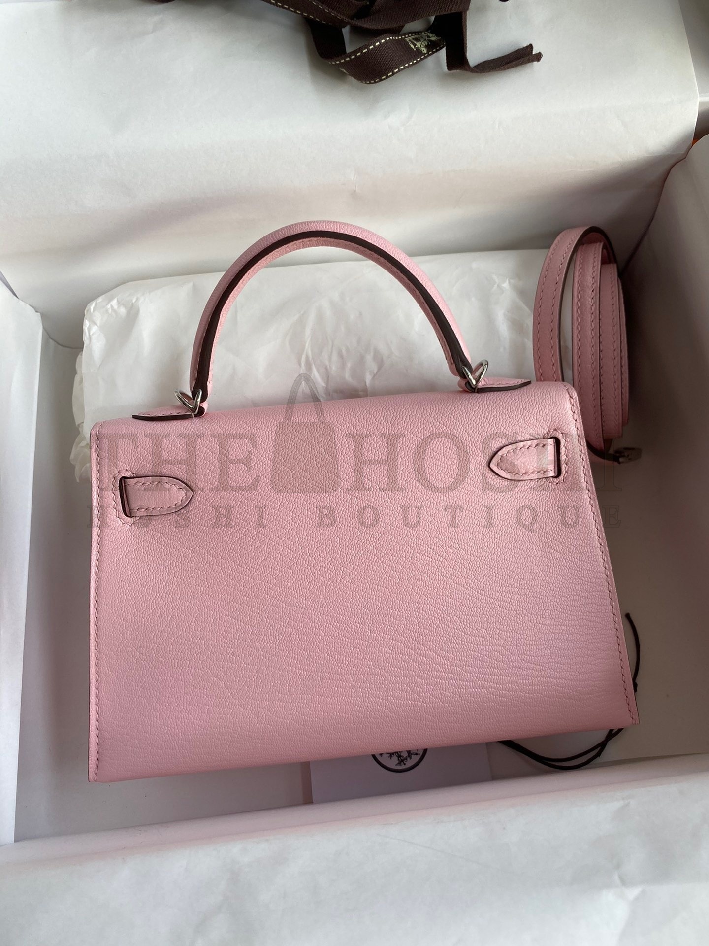 H**me5 Kelly Mini II Sellier Handmade Bag In Rose Sakura Chevre Mysore Leather Master Quality
