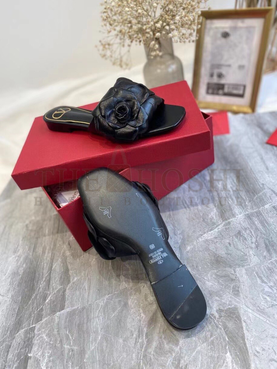Va1e*ntin0 Atelier Shoes 03 Rose Edition Slides Sandals Black Master Quality