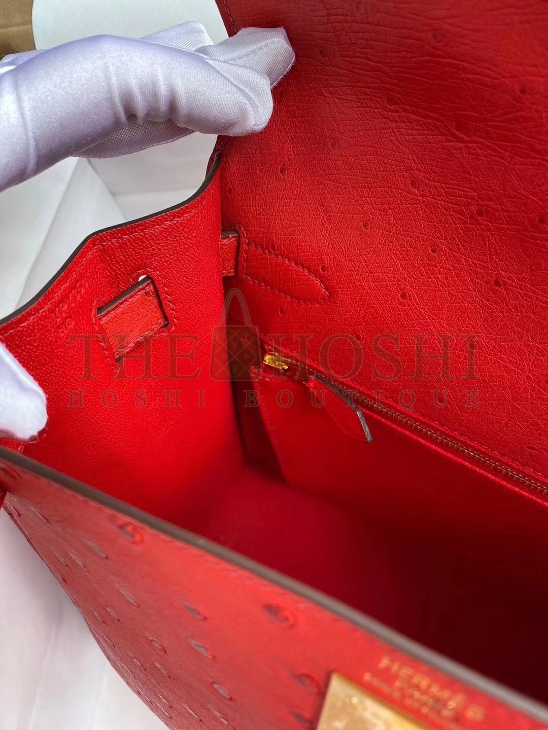 H**me5 Red Ostrich Kelly 28cm Handmade Bag Master Quality