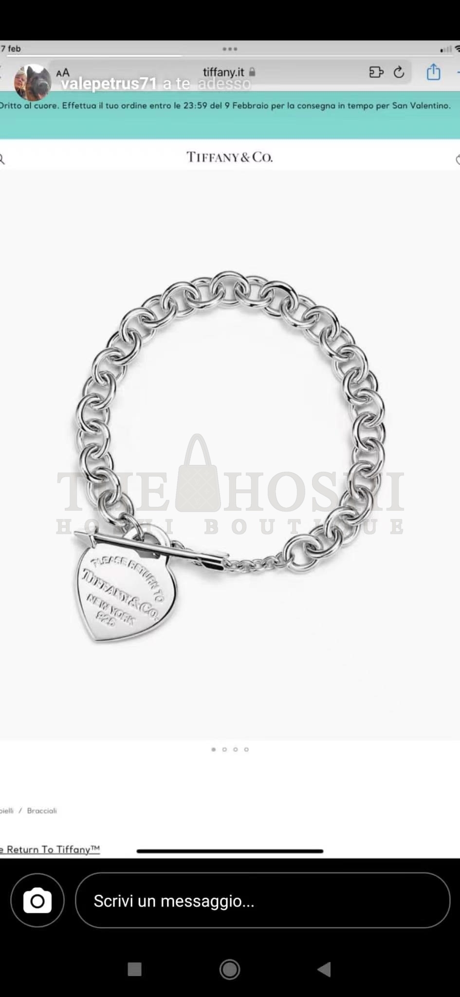 T*f*ny New Large Heart Arrow Chunky Necklace Bracelet Master Quality