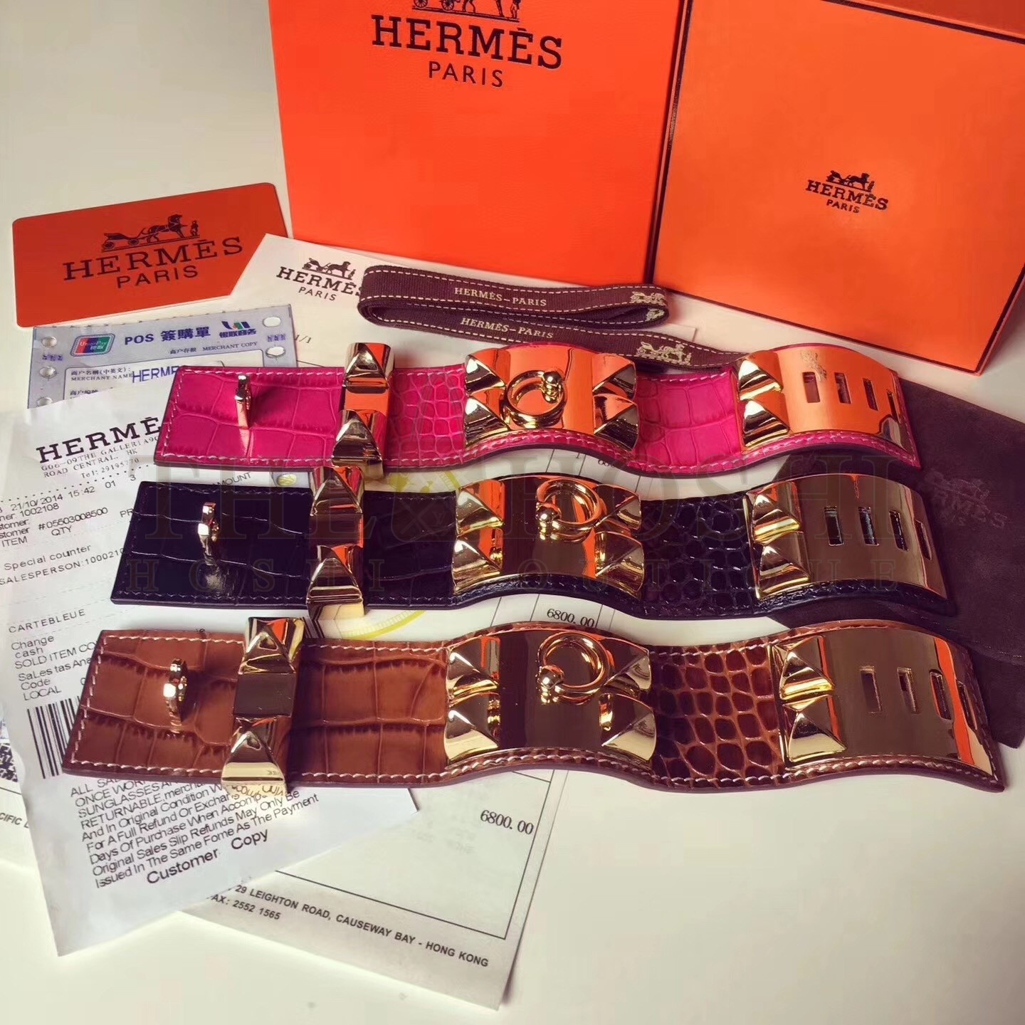 H**me5 Rose Red Alligator Collier de Chien Bracelet Size S Master Quality