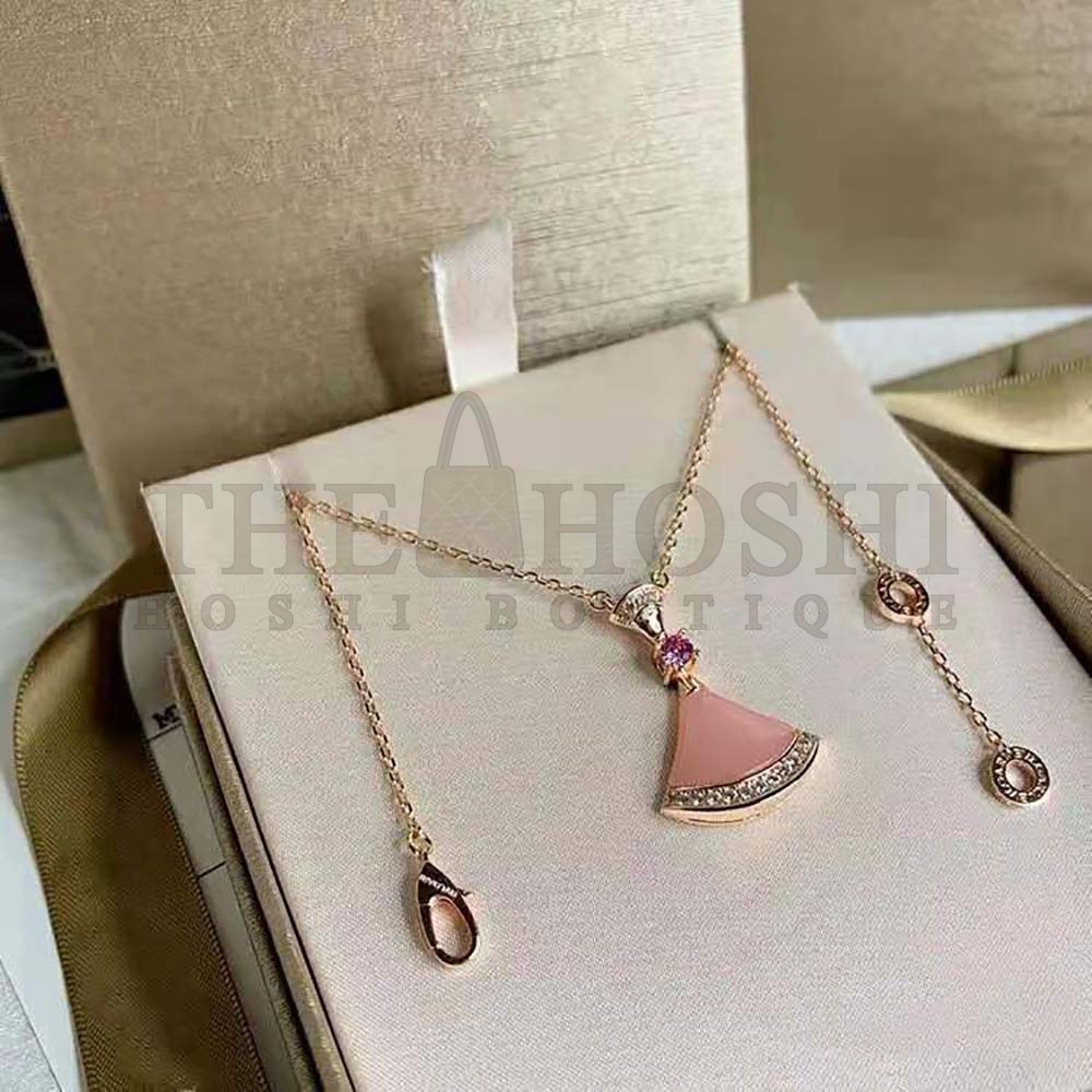 Bv1g*ai Women Divas Dream Necklace in 18 KT Rose Gold Master Quality