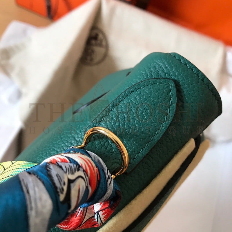 H**me5 Kelly Retourne 28 Handmade Bag In Malachite Clemence Leather Master Quality