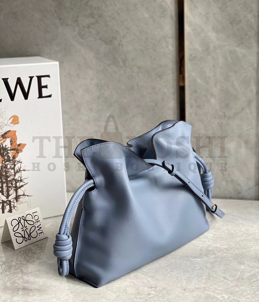 L0ew* Flamenco Clutch Bag In Atlantic Blue Calfskin Master Quality