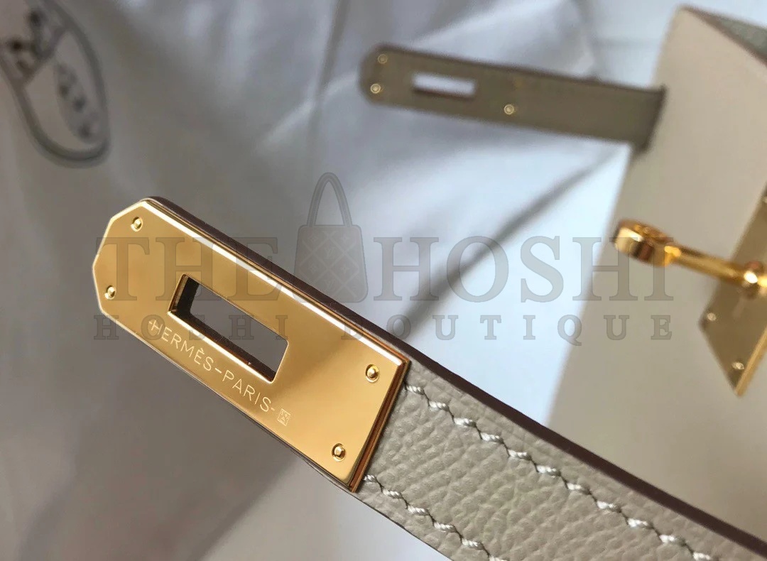 H**me5 Kelly 28cm Sellier Bag in Gris Tourterelle Epsom Calfskin GHW Master Quality