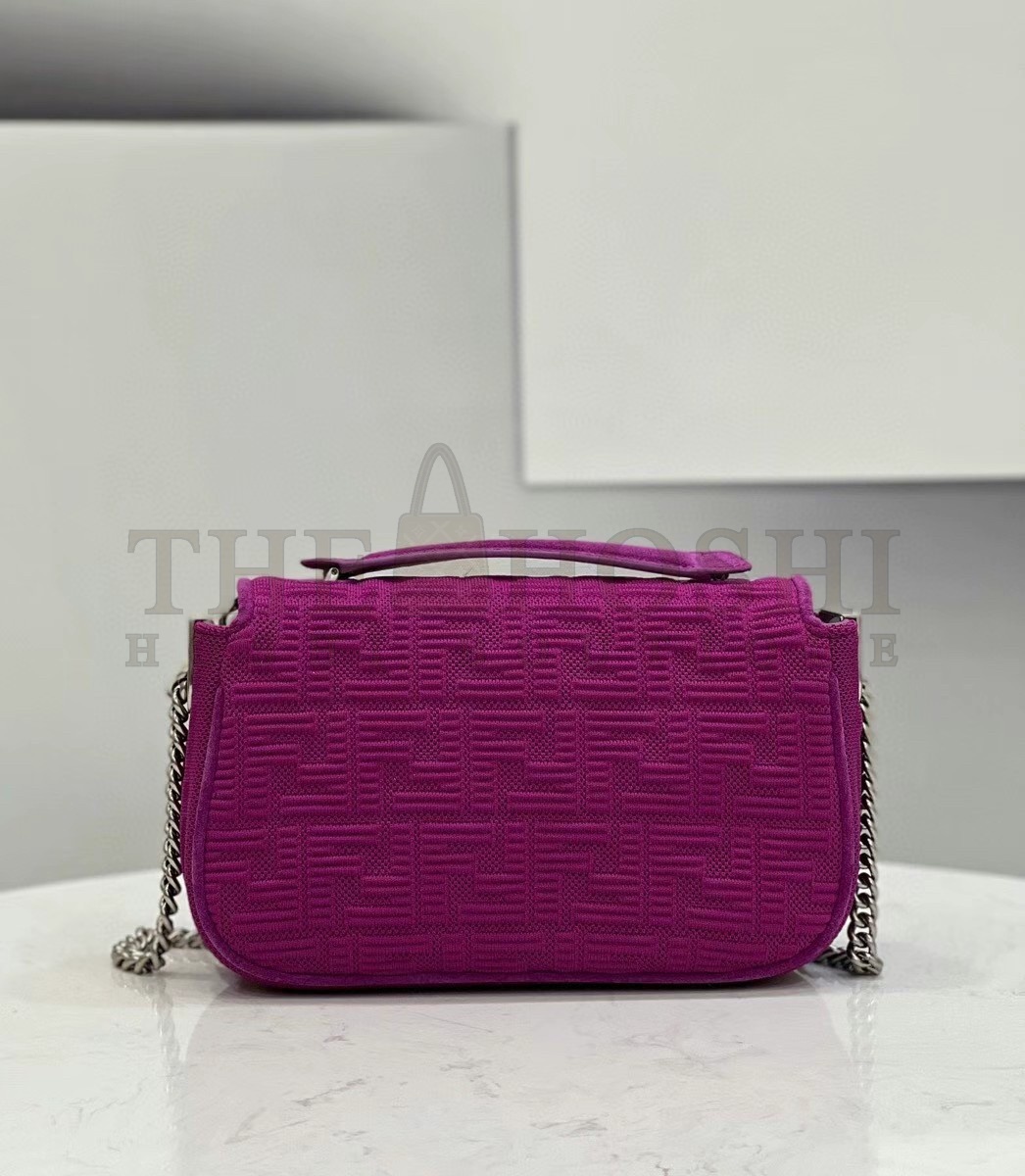 F**di Baguette Chain Midi Bag In Fuchsia FF Fabric Master Quality