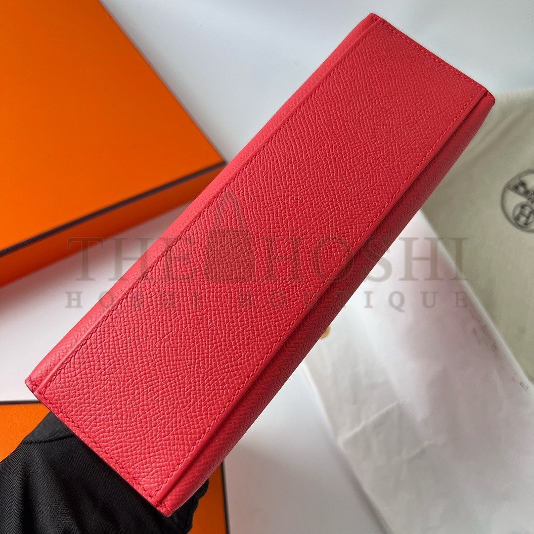 H**me5 Kelly Pochette Handmade Bag In Rose Japour Epsom Calfskin Master Quality