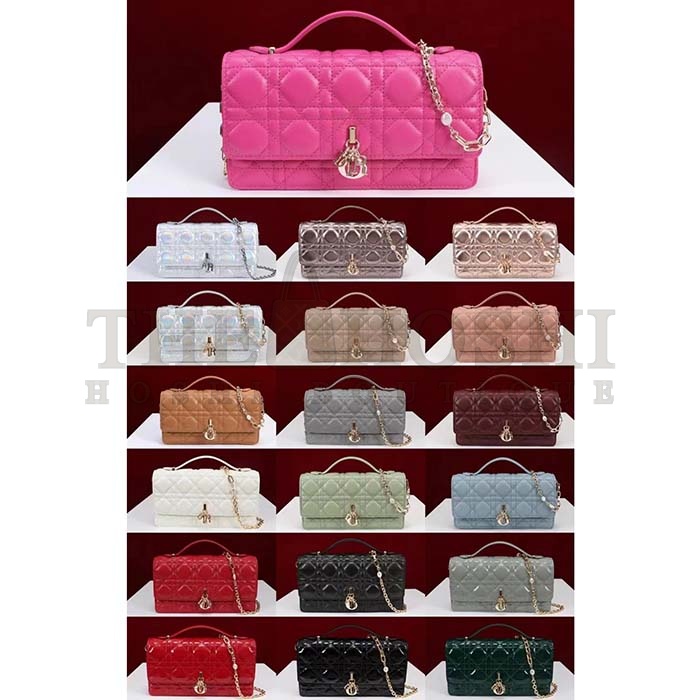 D10r Women CD Miss D10r Mini Bag Silver Metallic Leather Lambskin Master Quality