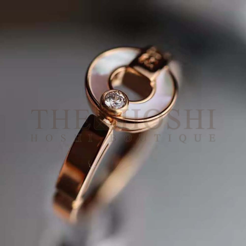 Bv1g*ai Women Openwork 18 KT Rose Gold Ring Master Quality