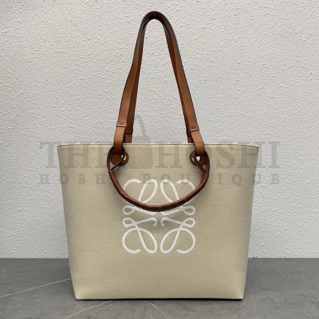 L0ew* Anagram Medium Tote Bag In Jacquard and Calfskin Master Quality
