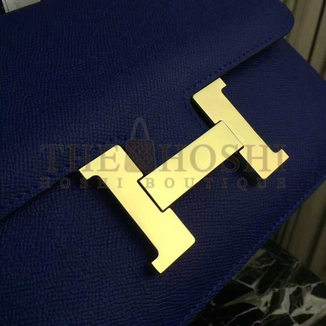 H**me5 Blue Electric Constance MM 24cm Epsom Leather Bag Master Quality