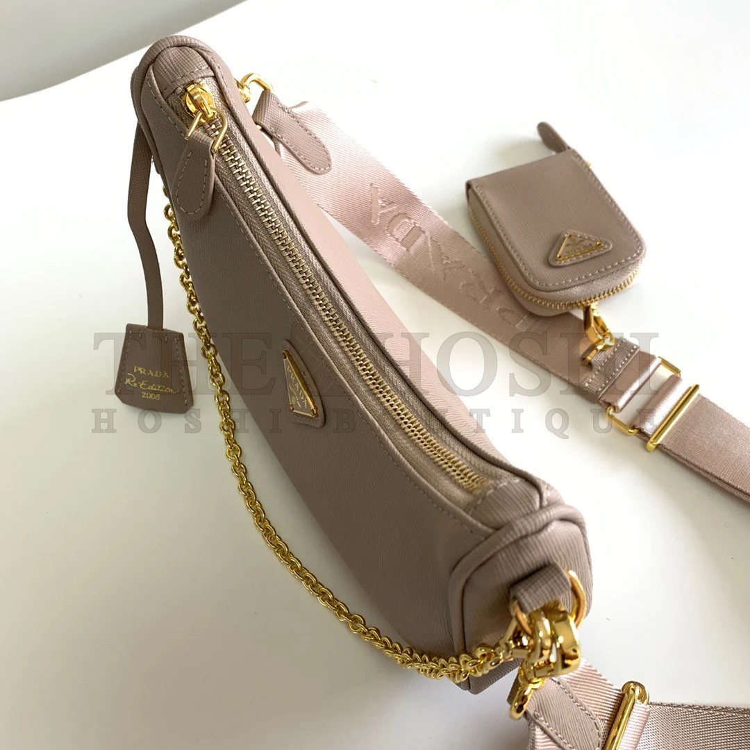 Pra*a Re-Edition 2005 Shoulder Bag In Taupe Saffiano Leather Master Quality