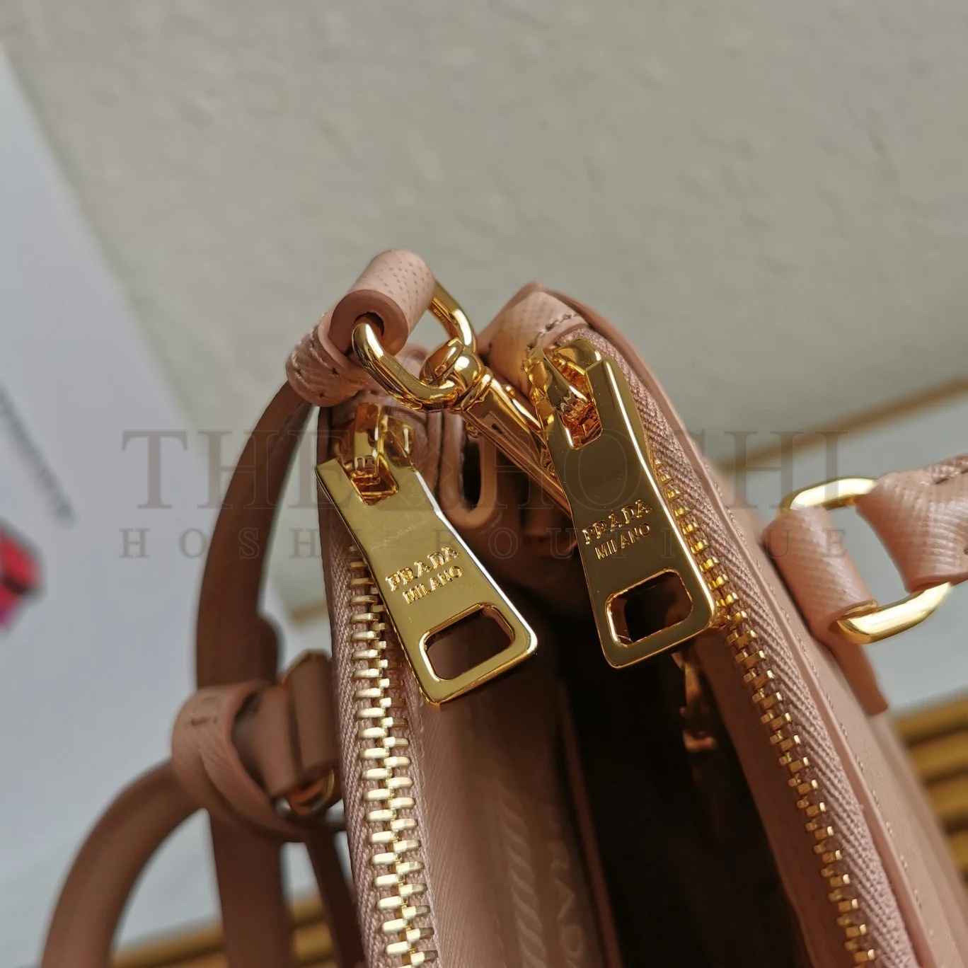 Pra*a Mini Galleria Bag In Powder Pink Saffiano Leather Master Quality