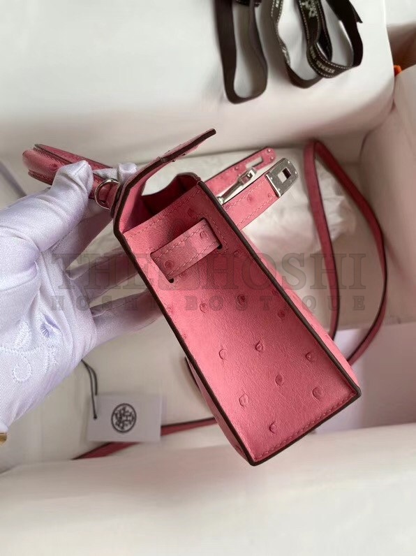 H**me5 Terre Cutie Ostrich Kelly Mini II Handmade Bag Master Quality