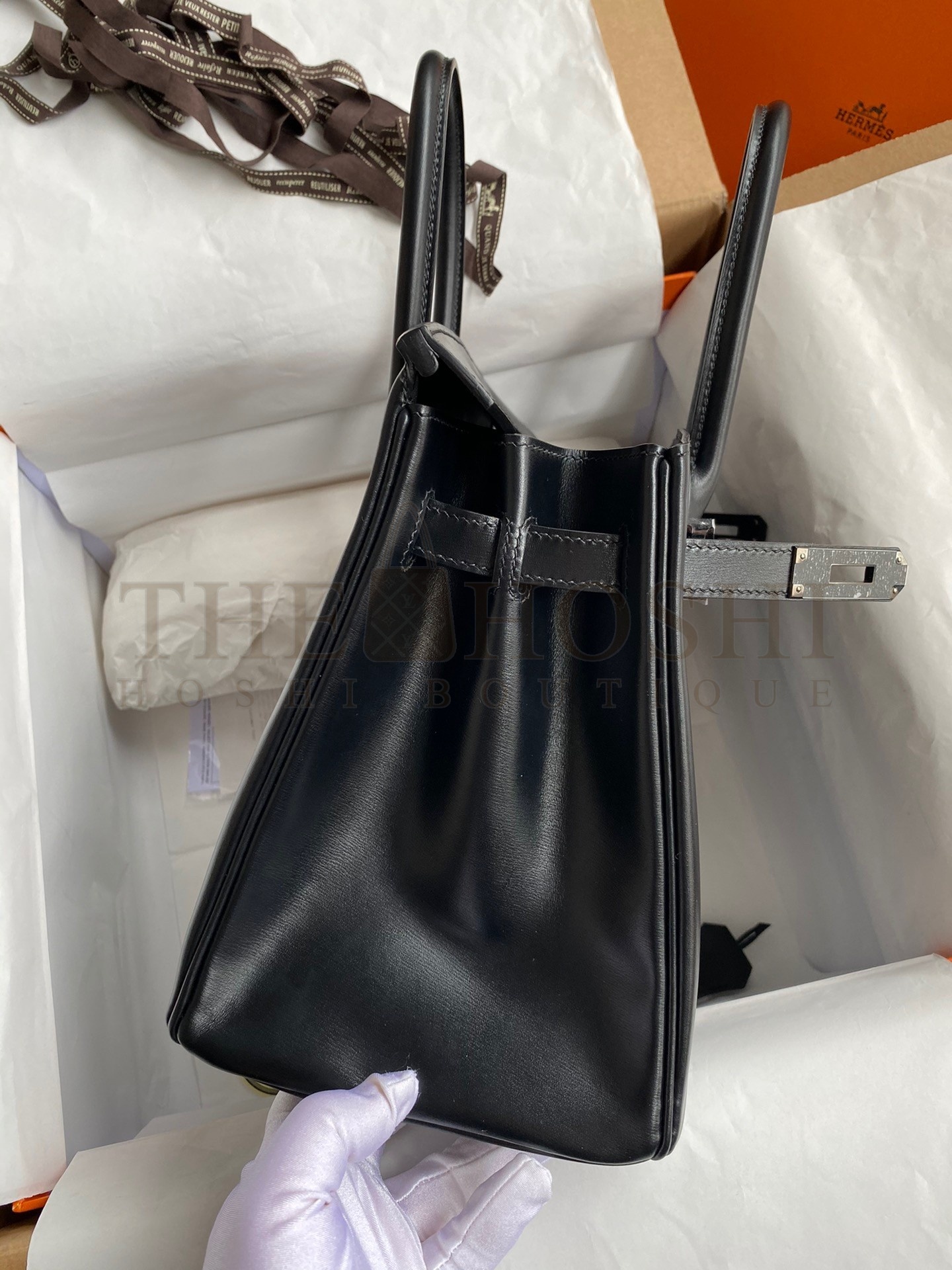 H**me5 Birkin 30 Retourne Handmade Bag In Black Box Calfskin Master Quality