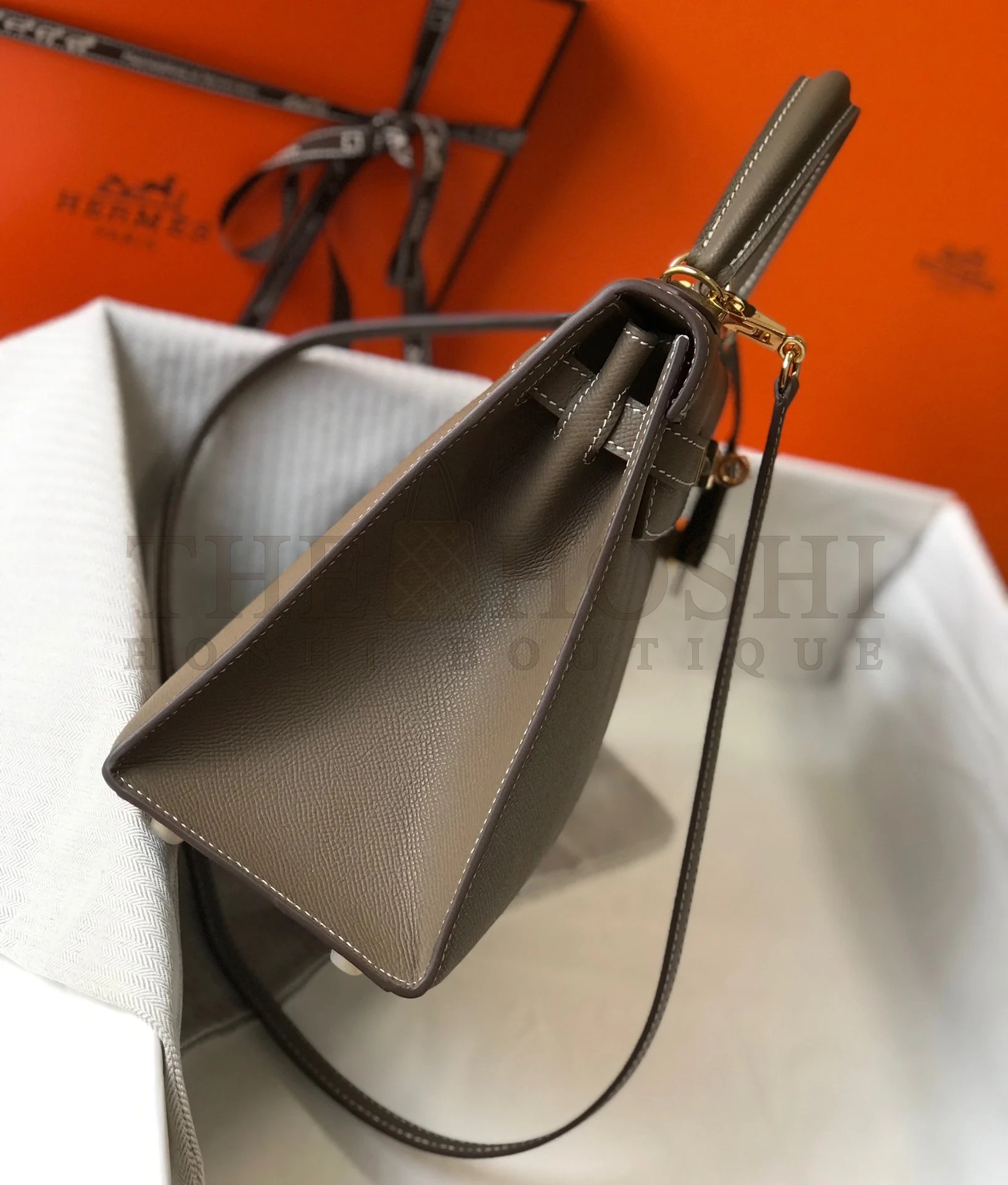 H**me5 Kelly 28cm Sellier Bag in Taupe Epsom Calfskin GHW Master Quality