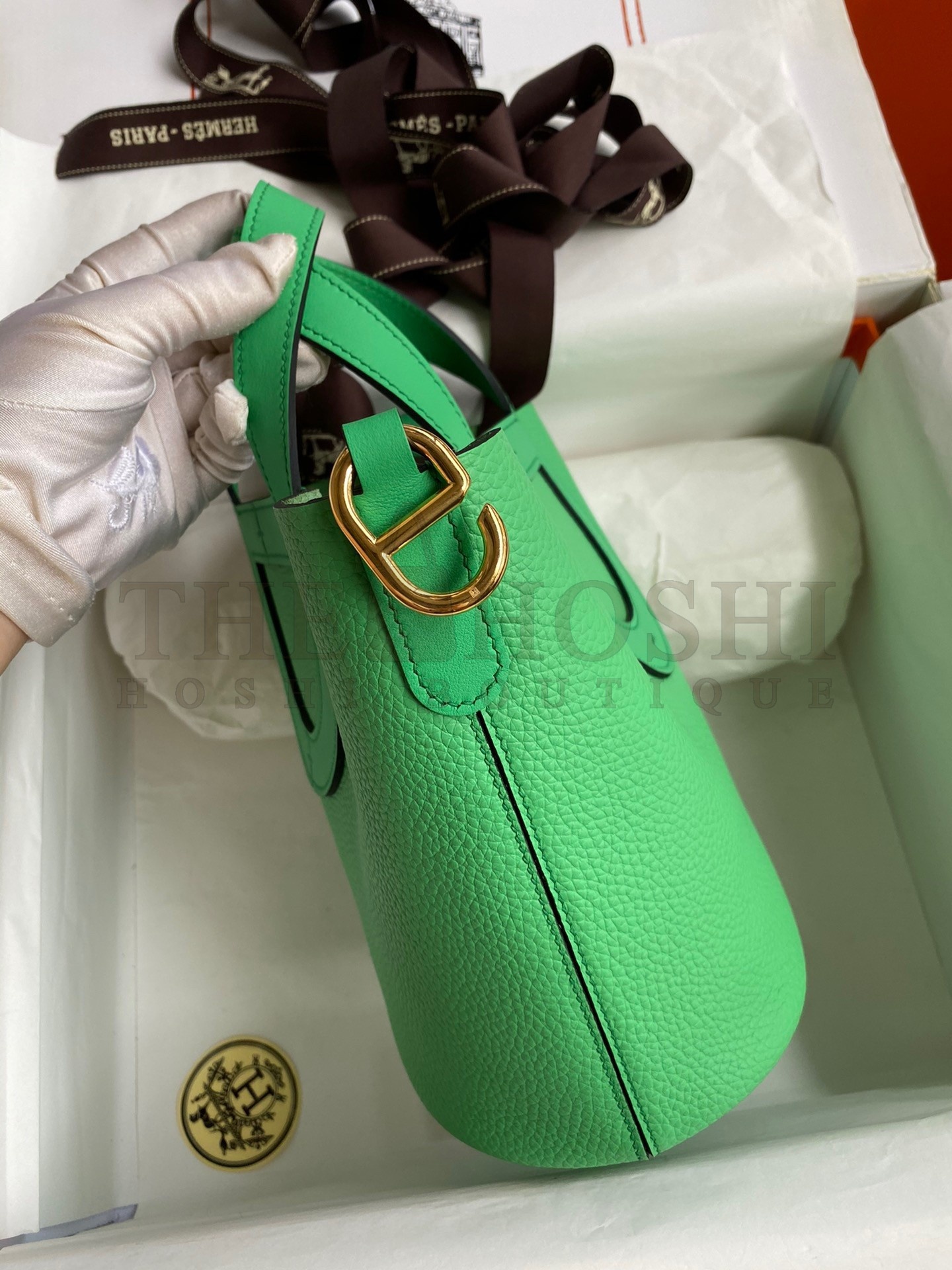 H**me5 In The Loop 18 Handmade Bag in Vert Comics Clemence Leather Master Quality