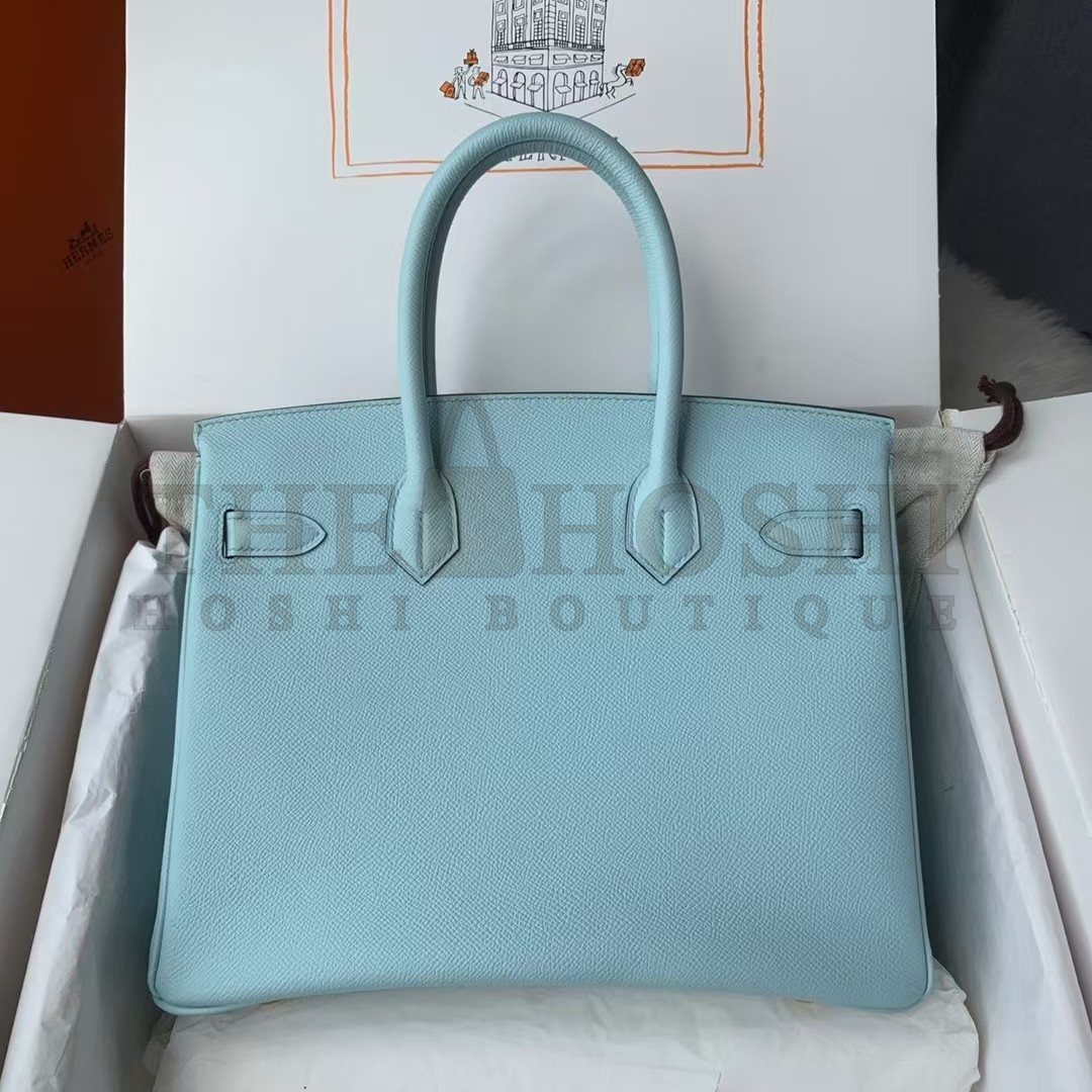 H**me5 Birkin 35 Retourne Handmade Bag In Blue Atoll Epsom Calfskin Master Quality