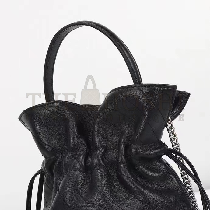 Gvc*1 Women GG Blondie Mini Bucket Bag Black Leather Round Interlocking G Master Quality