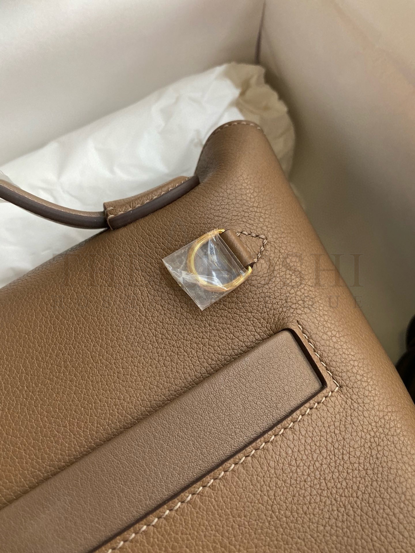 H**me5 24/24 Mini 21 Handmade Bag in Beige Weimar Evercolor Leather Master Quality