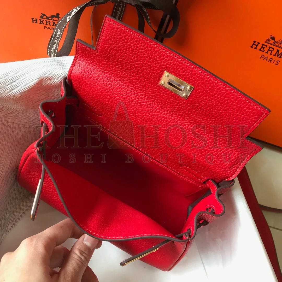 H**me5 Kelly 20cm Bag In Red Clemence Leather GHW Master Quality