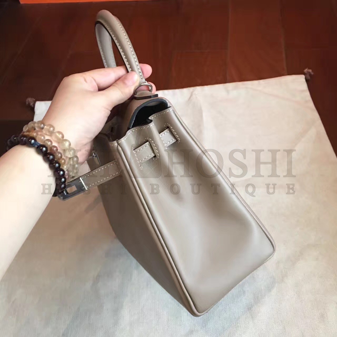 H**me5 Swift Kelly 25cm Retourne Handmade Grey Bag Master Quality