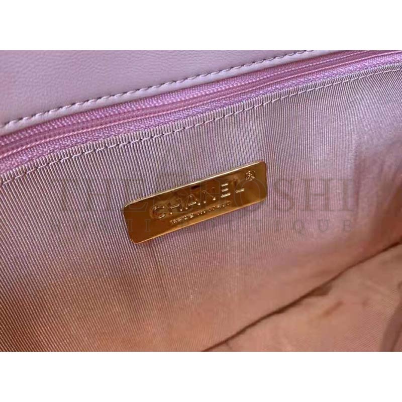 Ch**el Women Ch**el 19 Flap Bag Lambskin Gold Silver-Tone Ruthenium-Finish Metal Light Pink Master Quality